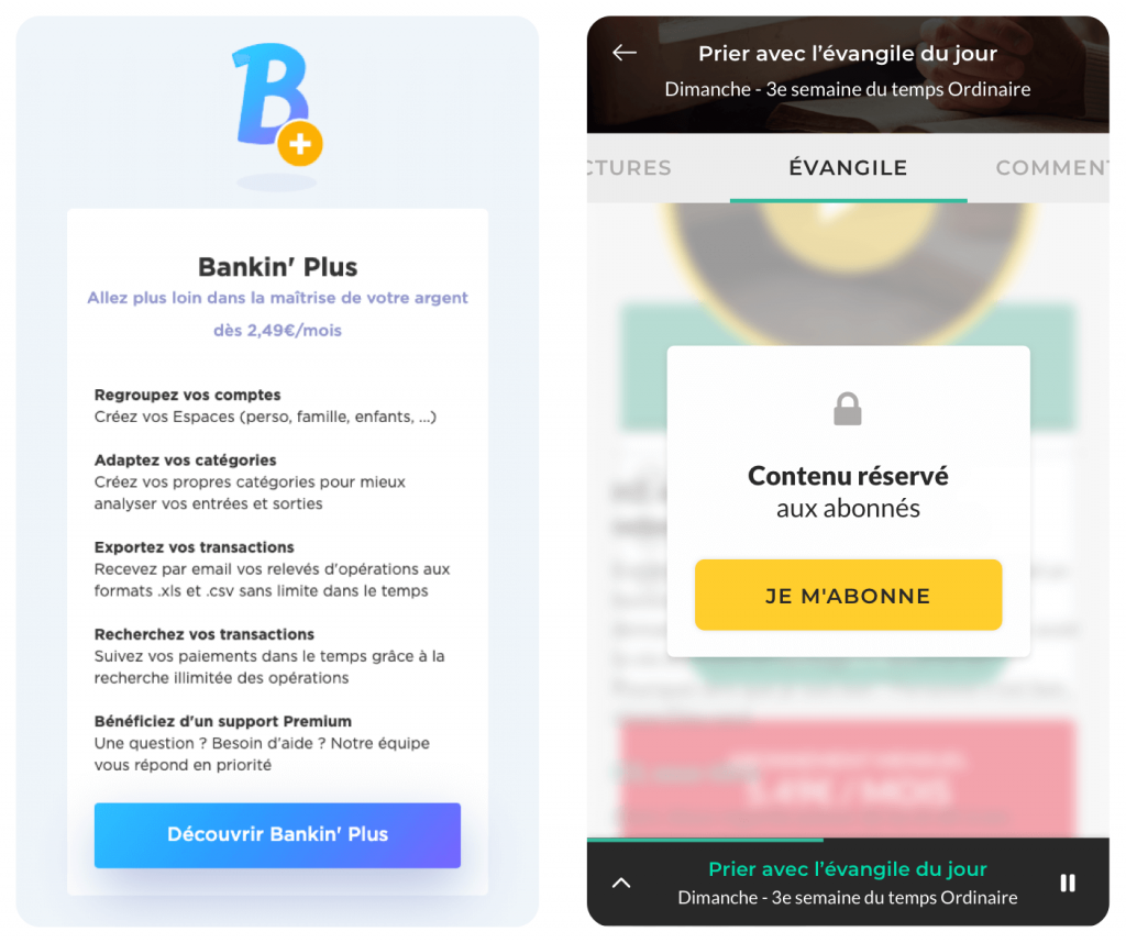 Bankin pro : fonctionnalité premium et aperçu de contenu verrouillé de l'application Youpray