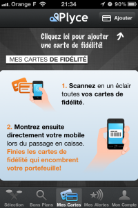Screenshot de l'application iPhone Plyce