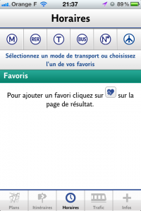 Screenshot de l'application iPhone RATP