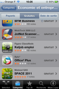 SPACE 2011 - Top 25 applications gratuites, catégorie "Économie et entreprise"