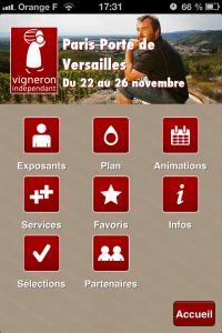 Home application mobile vignerons indépendants