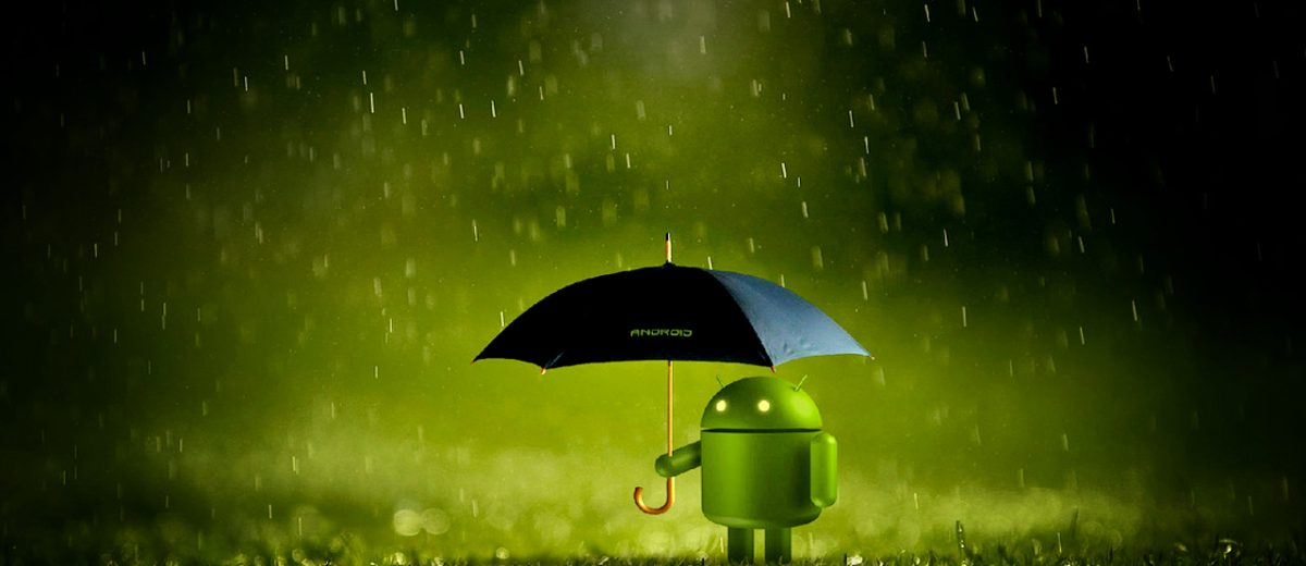 Android sous un parapluie