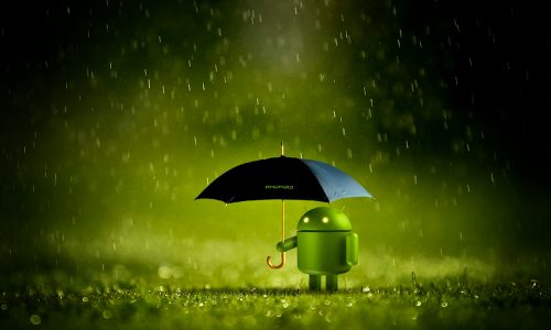 Android sous un parapluie