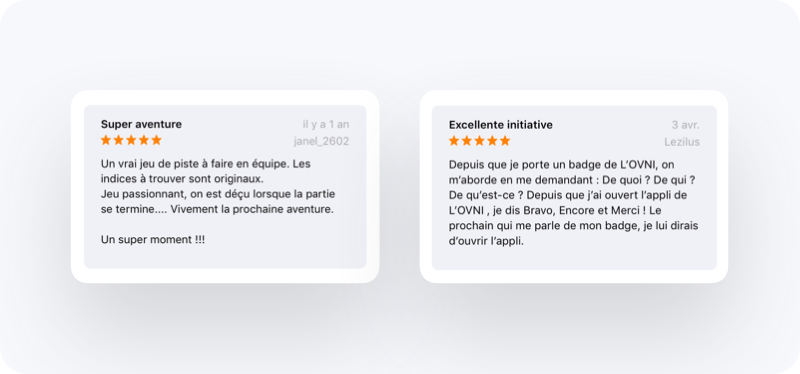 Exemples d'avis sur une application dans l'App Store