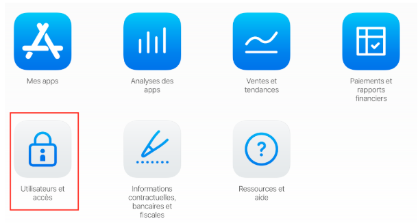 Interface App Store Connect