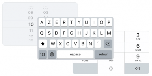 Exemples de trois clavier iOS